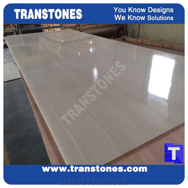 Solid Surface Bianco Perlino Artificial Marble Stones Slabs Tile Polished for Walling,Flooring,Kitchen Bathroom Design Glass Stone Material