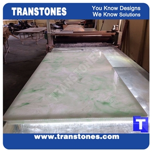 Solid Surface River Jade Green Artificial Marble Stone Slab Tiles for Wall Panel Translucent Baklit Stones for Interior Decor