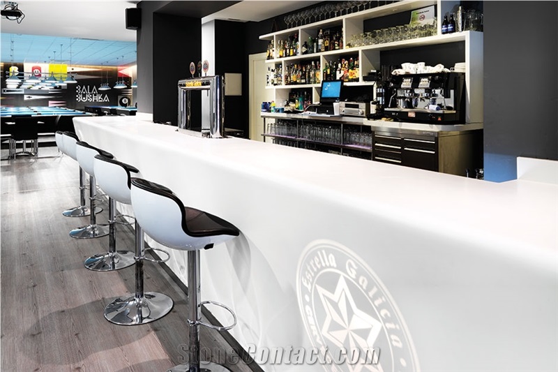 Solid Surface White Artificial Marble Stones Cafe Table,Custom Reception Of Store,Acrylic Furniture Manufacturer