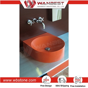 Commercial Artificial Stone Small Oval Shape Toilet Wash Basin