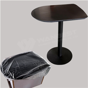 Commercial Man Made Stone Black Curved Home Cafe Dining Room Table