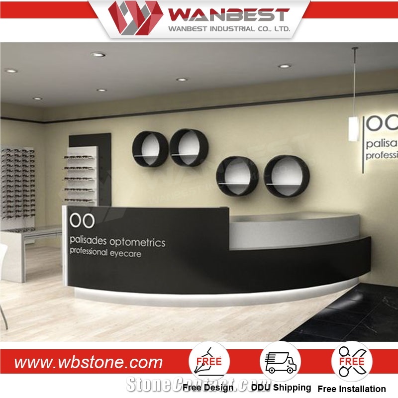 Customized Artificial Stone Semi Circle Office Salon Clinic Reception Front Counter Desk