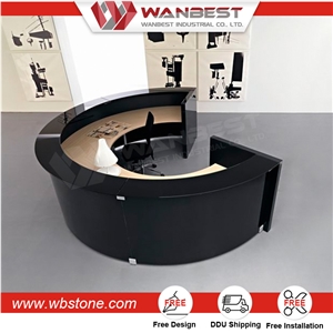 Customized Artificial Stone Semi Circle Office Salon Clinic Reception Front Counter Desk