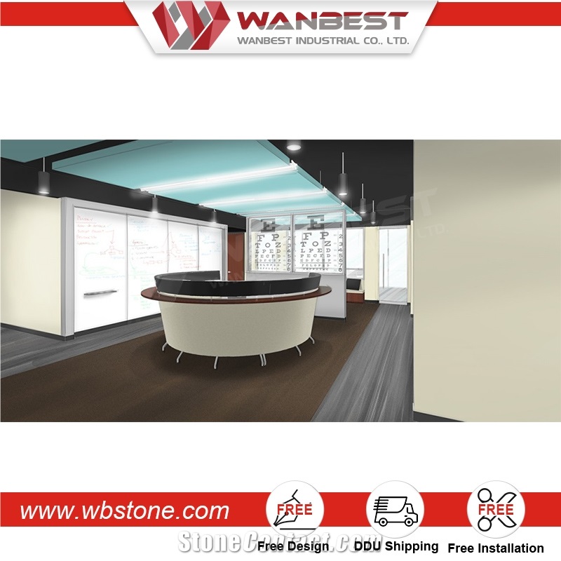 Customized Artificial Stone Semi Circle Office Salon Clinic Reception Front Counter Desk