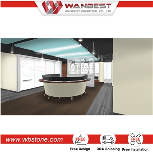 Customized Artificial Stone Semi Circle Office Salon Clinic Reception Front Counter Desk