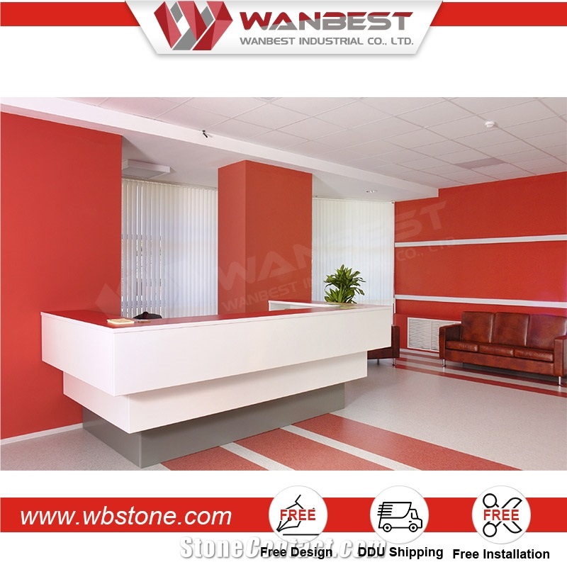 Customized Artificial Stone Semi Circle Office Salon Clinic Reception Front Counter Desk