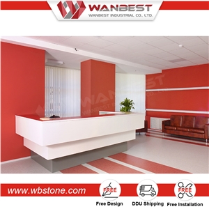Customized Artificial Stone Semi Circle Office Salon Clinic Reception Front Counter Desk