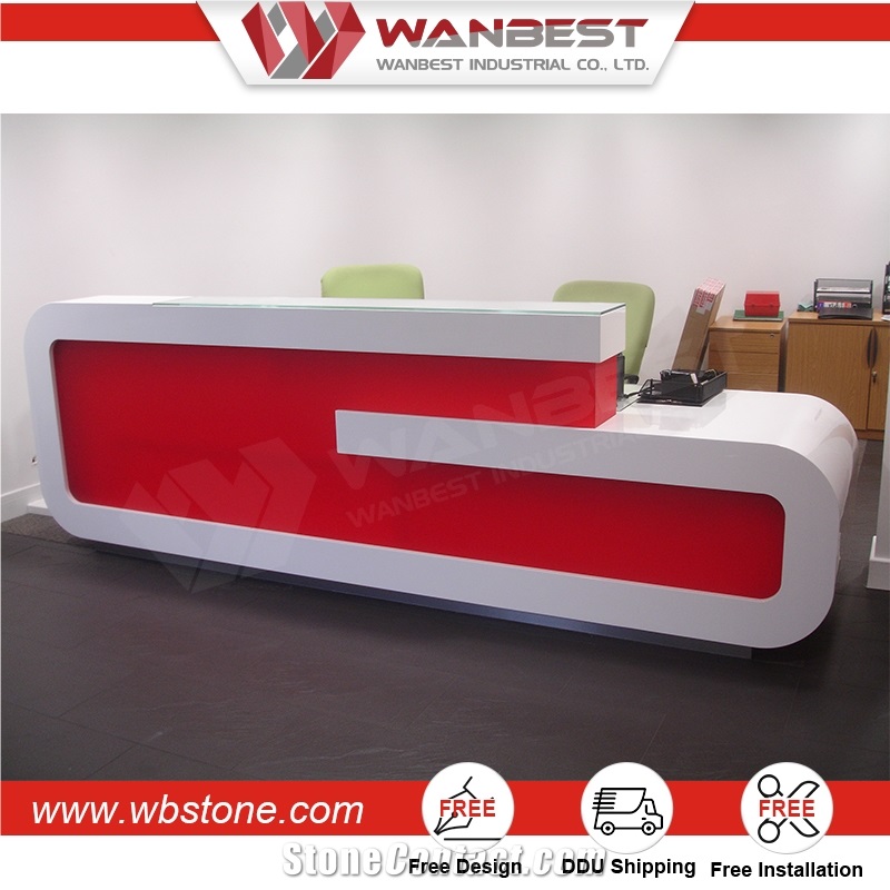 Customized Artificial Stone Semi Circle Office Salon Clinic Reception Front Counter Desk
