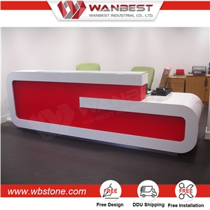Customized Artificial Stone Semi Circle Office Salon Clinic Reception Front Counter Desk