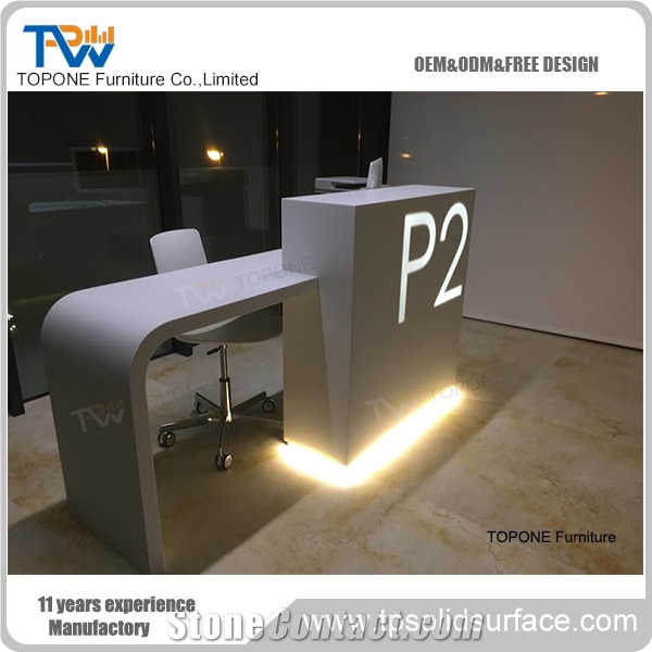 2017 New Design China Factory Supply Cheap Price Artificial Marble Stone Salon Reception Counter Top Design, Interior Stone Acrylic Solid Surface Modern Salon Reception Desk Tops Design