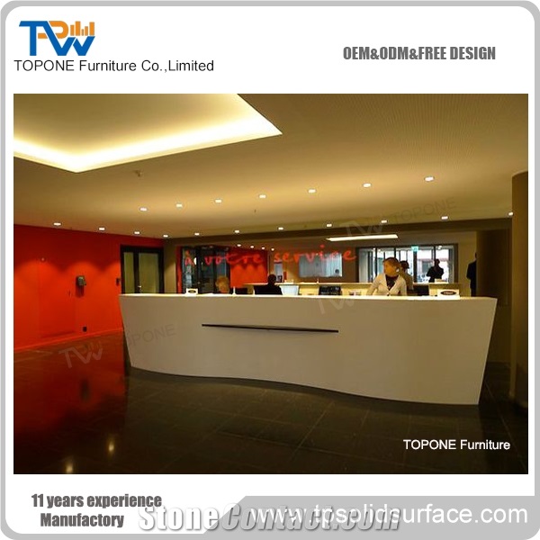 2017 New Design Curved Artificial Marble Stone Reception Desk Tops Design, Interior Stone Acrylic Solid Surface Curved Reception Desk Tops Design, Interior Stone Curved Office Furniture