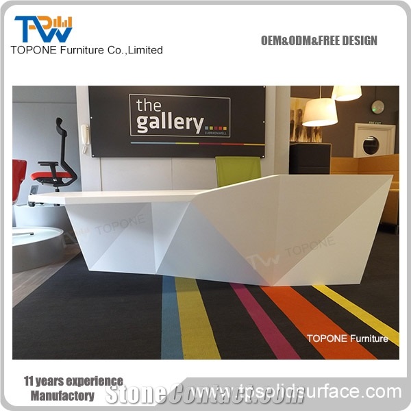 2017 New Design Curved Artificial Marble Stone Reception Desk Tops Design, Interior Stone Acrylic Solid Surface Curved Reception Desk Tops Design, Interior Stone Curved Office Furniture
