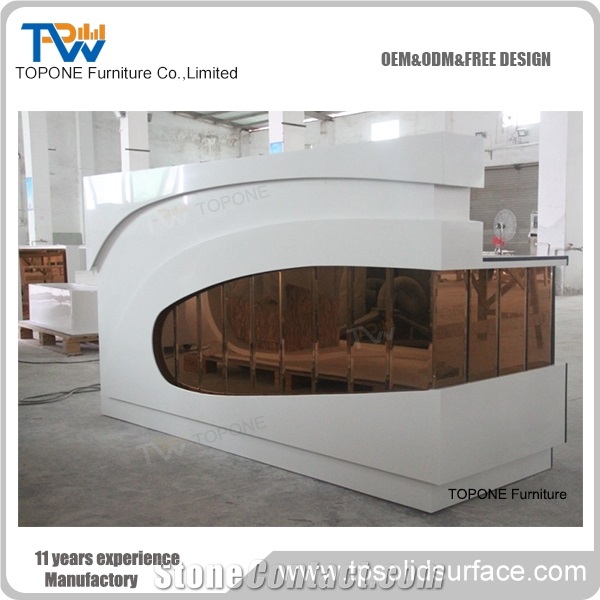 2017 New Design Curved Artificial Marble Stone Reception Desk Tops Design, Interior Stone Acrylic Solid Surface Curved Reception Desk Tops Design, Interior Stone Curved Office Furniture