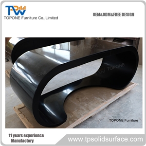 Artificial Marble Stone Black Solid Surface Executive Office Desk Design, Interior Stone Acrylic Solid Surface Black Color Ceo Office Desk Design for Office Furniture