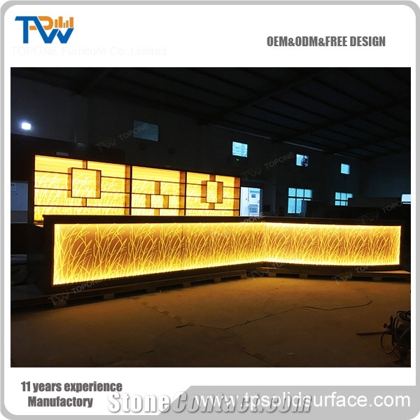 Artificial Marble Stone Restaurant Bar Counter Tops Led Lighted, Interior Stone Acrylic Solid Surface Led Lighted Restaurant Bar Counter Tops Design, Interior Stone Led Restaurant Furniture