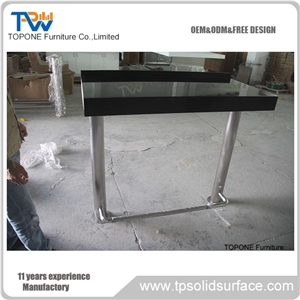 Black Artificial Marble Stone Wine Bar Counter Bar Table Design, Black Color Interior Stone Acrylic Solid Surface Bar Table Tops, Interior Stone Bar Furniture for Sale