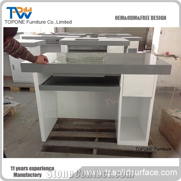 Modern Design Artificial Marble Stone Latest Office Table Tops Designs Interior Stone Acrylic Solid Surface Office Counter Tops Design, Interior Stone Office Furniture for Sale