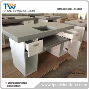 Modern Design Artificial Marble Stone Latest Office Table Tops Designs Interior Stone Acrylic Solid Surface Office Counter Tops Design, Interior Stone Office Furniture for Sale