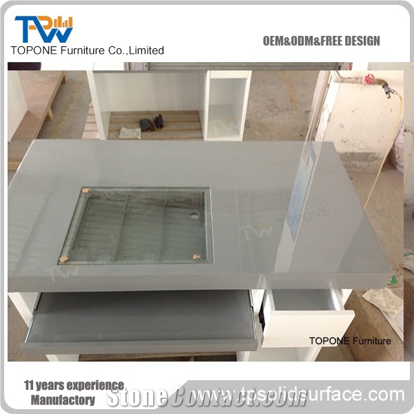 Modern Design Artificial Marble Stone Latest Office Table Tops Designs Interior Stone Acrylic Solid Surface Office Counter Tops Design, Interior Stone Office Furniture for Sale