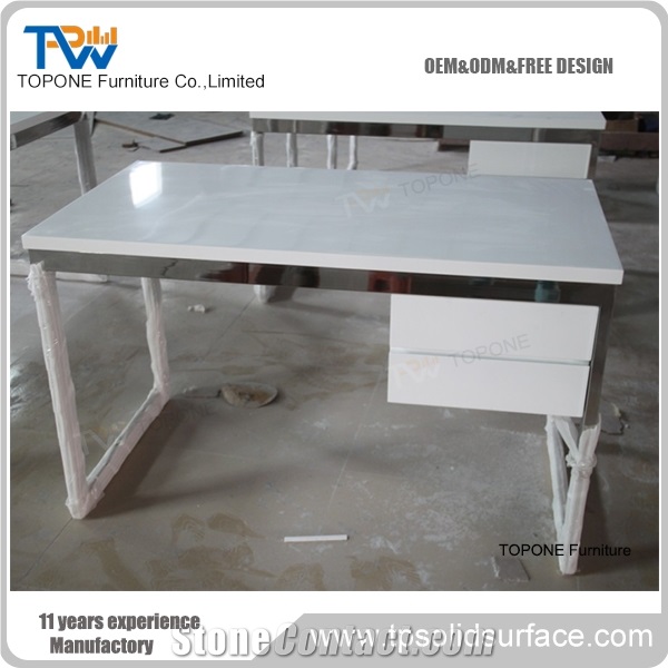 Modern Design Artificial Marble Stone Latest Office Table Tops Designs Interior Stone Acrylic Solid Surface Office Counter Tops Design, Interior Stone Office Furniture for Sale