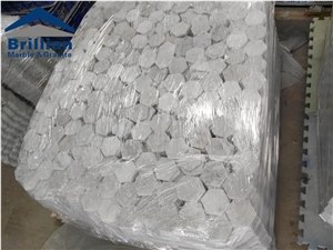 Bianco Statuario White Marble Mosaic,White Hexagon Marble Mosaic Tile,Polished Surface, Garden & Balcony Marble and Glass Mosaic Tile, Kitchen Mosaic,Polished Handmade Mix Mosaic for Interior Home Hot