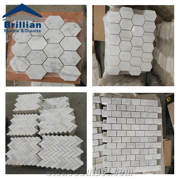 Marble Mosaic Tile 15*15*8, Marble Mosaic Tile 15*15*4, White Marble Mosaic Tile, Grey Marble Mosaic Tile, Polished Surface, Garden & Balcony Marble Mosaic, Kitchen Marble Mosaic, Elevator Mosaic