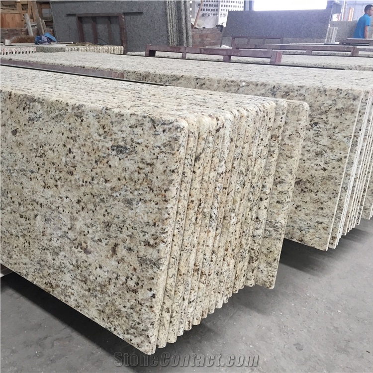 Giallo Ornamental Granite Countertops, Prefab Countertops, Brazil Granite Kitchen Tops, Laminated Bullnosed Countertops