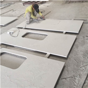 White Quartz Countertops, Quartz Kitchen Countertops, Undermount Sink Cut Out, Commercial Used Quartz Kitchen Tops