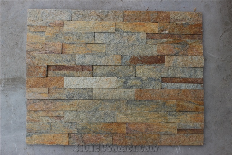 A Type Rusty Quartzite (Gc-105 Straight Side-5 Row) Culture Stone/Stone Veneer/Wall Stone/ Natural Quartzite