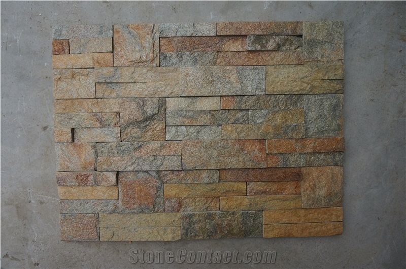 B Type Rusty Quartzite (Gc-105 Straight Side-5 Row) Culture Stone/Stone Veneer/Wall Stone/ Natural Quartzite