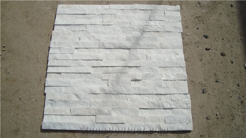 Pure White Quartz (Gc-103) / 5 Rows/Culture Stone/Stone Veneer/Wall Stone/ Natural Slate