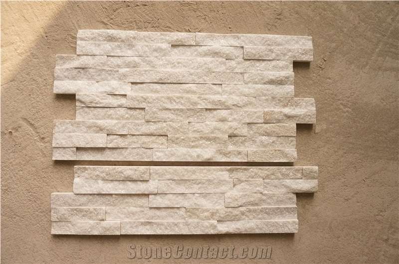 Pure White Quartzite (Gc-103 Z/S Shape) / 5 Rows/Culture Stone/Stone Veneer/Wall Stone/ Natural Quartzite