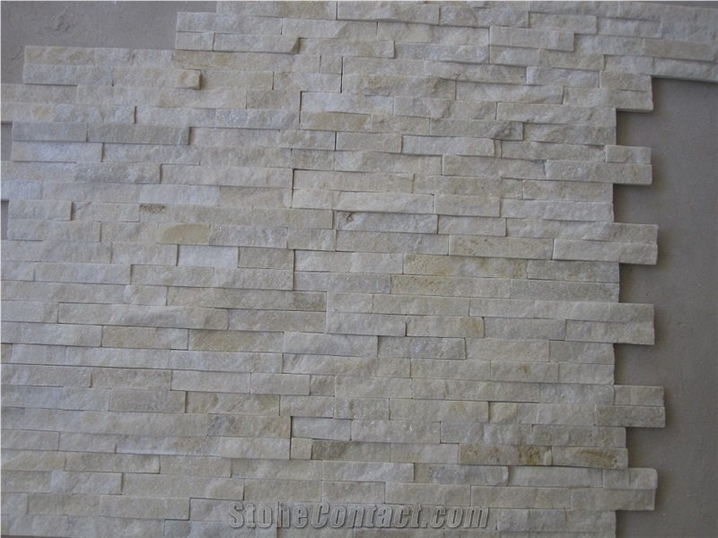 White Quartzite (Gc-102-Z/S Shape) / 4 Rows/Culture Stone/Stone Veneer/Wall Stone/ Natural Quartzite