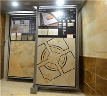 Etal Exhibition Display Racks Limestone Onyx Exhibition Stands Quartzite Grey Flower Stands Black-Galaxy-Granite Displays Quartzite Stands
