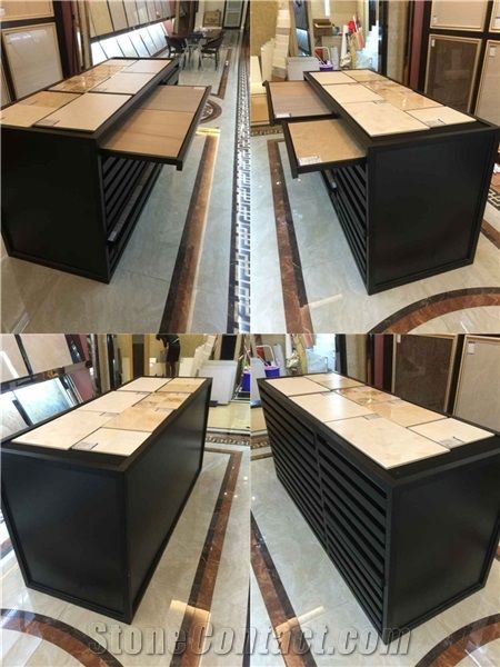Floor Tile Sample Racks Spinning Ceramic Tile Display Steel Floor Tile Display Frame Metal Tile Display for Ceramic Marble Granite Limestone Quartz Mosaic Building Materials