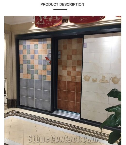 Floor Tile Sample Showroom Spinning Tile Sample Shelf Steel Floor Tile Rack Stands Metal Tile Display for Ceramic Marble Granite Limestone Quartz Mosaic Building Materials