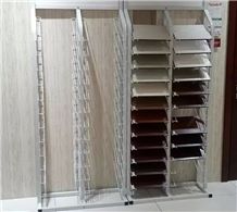 Floor Tile Sample Stands Rotating Tile Sample Frame Steel Floor Tile Stands Shelf Wing Tile Sample Frame for Ceramic Marble Granite Limestone Quartz Mosaic Building Materials