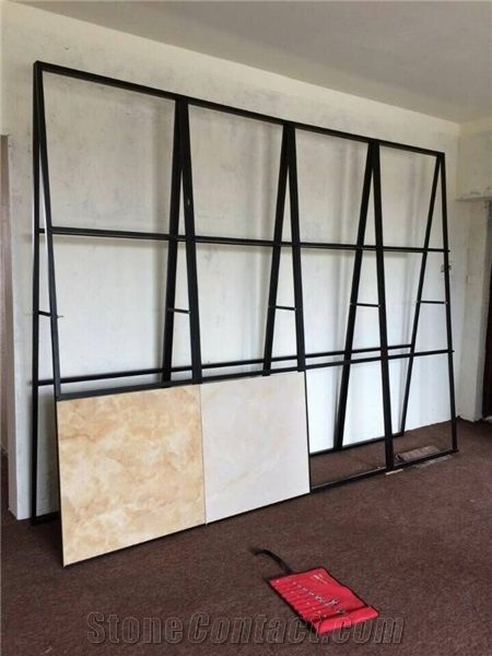 Metal Display Racks Black-Granite Display Stands Exhibition Stand Design Ceramic Tile Shelf White-Granite Display Racks Stone Display Cases