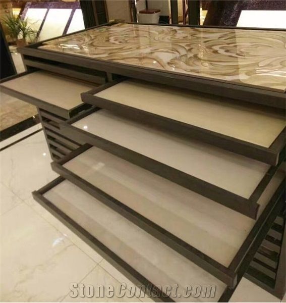 Metal Display Racks Tile Display Racks Stands Ganite-Tiles Display Racks Crema-Marfil Stands Quartz-Stone Display Racks Beige Flower Stands
