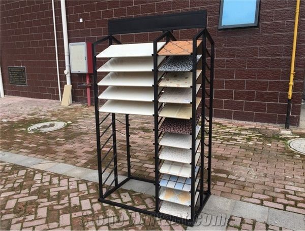 Metal Display Stand Racks Quartzite-Slabs Stands Crema-Marfil Displays Nepal-Marble Stone Slab Racks Mosaic Tile Displays Granite Display Racks