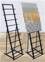 Metal Exhibition Display Racks Black-Galaxy-Granite Displays Quartzite Stands Limestone Onyx Exhibition Stands Quartzite Grey Flower Stands