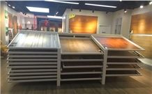 Metal Exhibition Display Racks Stone Sample Display Racks Boards Granite Stands Black-Galaxy-Granite Displays