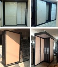 Metal Exhibition Display Show Stands Racks Display Metal Spinning Stone Stands Wing Metal Display Racks Stands for Granite Marble Quartz Mosaic Limestone Building Materials