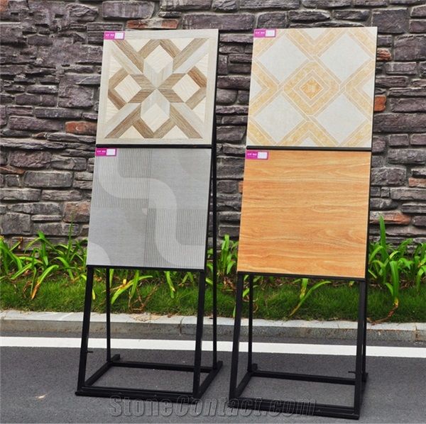 Metal Floor Tile Display Rack Wing Tile Sample Racks Steel Floor Tile Display Racks Spinning Ceramic Tile Shelf for Ceramic Marble Granite Limestone Quartz Mosaic Building Materials