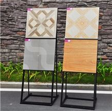 Metal Floor Tile Display Rack Wing Tile Sample Racks Steel Floor Tile Display Racks Spinning Ceramic Tile Shelf for Ceramic Marble Granite Limestone Quartz Mosaic Building Materials