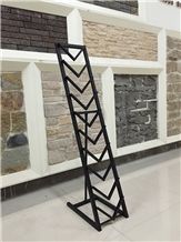 Metal Quartz Display Stand Racks Ceramic Display Shelves Standard Travertine Brown Flower Stands Tile Shelf Limestone Onyx Exhibition Stands