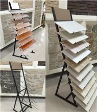 Metal Quartz Sample Board Display Stand Racks Yellow Flower Stands Tile Slate Displays Limestone Racks Sandstone Flower Stands Floor Displays
