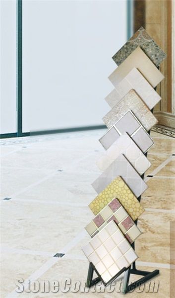 Metal Racks Beige Flower Racks Crema Marfil Standard Marble Display Stand Racks Granite Sample Board Display Stand Racks White-Marble Display Stands