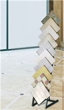 Metal Racks Beige Flower Racks Crema Marfil Standard Marble Display Stand Racks Granite Sample Board Display Stand Racks White-Marble Display Stands