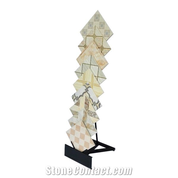 Metal Tile Display Stand Racks Tile Shelf Ganite-Tiles Displays Ceramic Tile Retailers Marina Stands White-Onyx Display Stand Racks